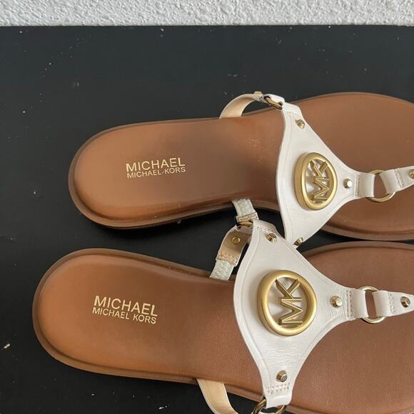 Michael Kors MK Women's Flat Sandals in Leather with Logo Size 7 - Picture 9 of 11